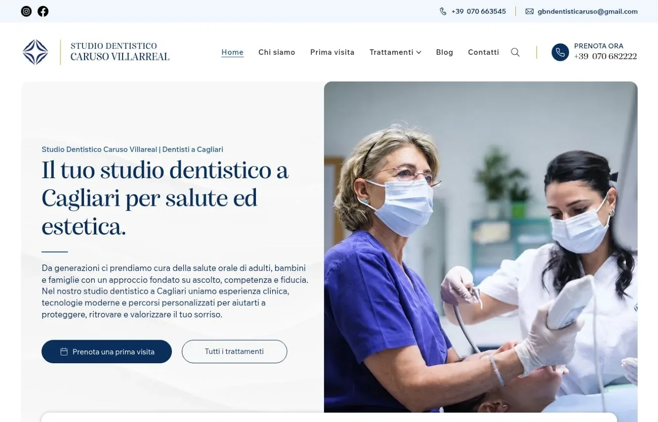Sito realizzato per lo Studio Dentistico Caruso con presentazione dello studio e accesso alla prima visita