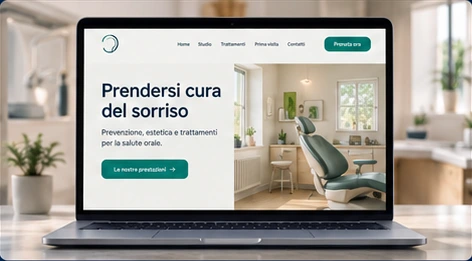 Anteprima dimostrativa di un sito per uno studio dentistico su computer portatile