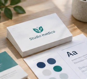Biglietti da visita di uno studio medico, palette colori e caratteri coordinati