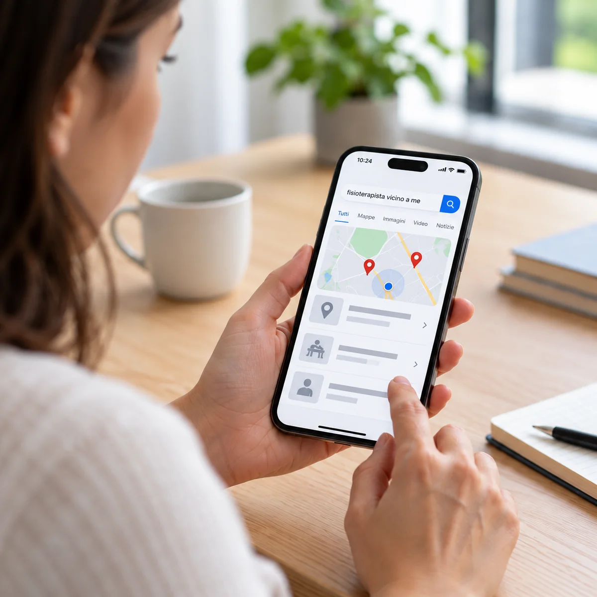 Ricerca di un professionista sanitario nelle mappe da smartphone.